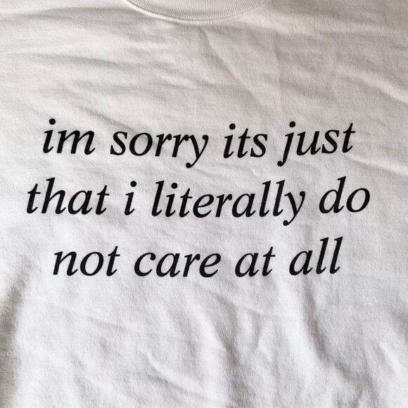 Hanes Women Sweatshirt size L White Fleece Lined I Literally Do Not Care At All - Picture 5 of 11